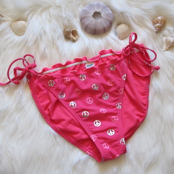 3/$15 Hot Pink Barbie Peace String Bikini - Picture 4 of 8